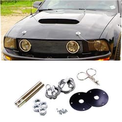 MLAHUIER Hood Pins Kit for Car - Hood Latch Kit with Racing Lanyard, Stainless Hood Pin Lock Clip for Fixing Car Hood and Reduce Wobble, Universal Car Mods Exterior Accessories Fits Most Car Truck SUV(Black)