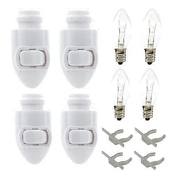 Creative Hobbies Plug in Night Light Module Includes 4 Bulbs and 4 Metal Clips, Great for Making Your Own Decorative Night Lights, Pack of 4 (White)