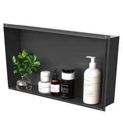 Uni-Green Stainless Steel Shower Niche 12X24 Matte Black, Single Shelf Shower Niche Insert Tile Ready for Bathroom, Recessed Wall Niche to Store Toiletries or Daily Items