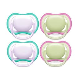 AVENT Philips Avent Ultra Air Pacifier - 4 x Light, Breathable Baby Pacifiers for Babies Aged 0-6 Months, BPA Free with Sterilizer Carry Case, SCF085/50