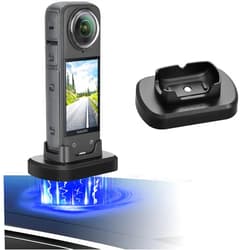 AMAZEAR Magnetic Car Mount for Insta360 X4 Accessories, Strong Magnetic Stand Adapter for Various Magnet Surfaces, Insta 360 X4 Holder Base for Home Charging or Storing on Desktop, Black
