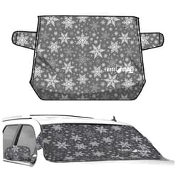 FrostGuard Plus Winter Windshield Cover with Built-in Security Panels and Wiper Blade Coverage + Mirror Covers - Weather Resistant; Protects from Snow, Ice and Frost (Snowflake, XL)