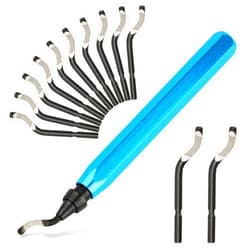 PEASUG Deburring Tool with 12 High Speed Steel Blades, Deburring Tool 3D Printing, Deburring Tool for Metal, Resin, Copper, Plastic, PVC Pipes, 3D Printed Edges (1 Blue Handle)
