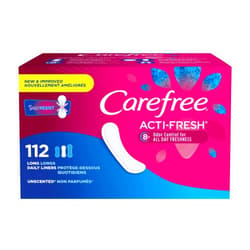 Carefree Acti-Fresh Body Shaped Panty Liners, Flexible Protection that Molds to Your Body, Long, 112 Count (Pack of 1)