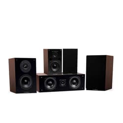Fluance Elite High Definition Compact Surround Sound Home Theater 5.0 Channel Speaker System including 2-Way Bookshelf, Center Channel and Rear Surround Speakers - Walnut (SX50WC)
