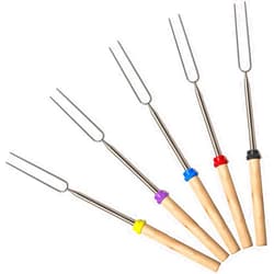 MalloMe Marshmallow Roasting Sticks - Smores Skewers for Fire Pit Kit - Hot Dog Camping Accessories Campfire Marshmellow 32 Inch Long Fork - 5 Pack