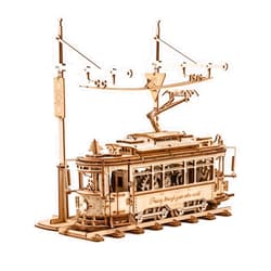 RoWood 3D Puzzles for Adults,Car Model Kit, 3D Wooden Puzzle Mechanical Tram Model,Wood Building Kit, Assembly Time 5H,Unique Gifts for Teens&Adults