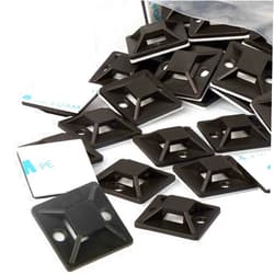 Darkbush Zip Tie Mounts - Small Cable Tie Adhesive Mount, 3/4in black 100PCS. Wires Zip Tie Adhesive-backed anchors for Pedal Board Cable Management Indoor