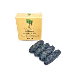 ME MOTHER EARTH Vegan Biodegradable Bamboo Charcoal Dental Floss Refill Refill | Natural Candelilla Wax | 30M x4 | Peppermint Essential Oil | Eco Friendly Zero Waste Oral Care | 4 Pack