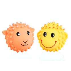 SCHITEC Squeaky Dog Toys, 3'' Interactive Latex Squeak Fetch Play Animal Balls, [2 Pack] Spiky Soft Rubber Puppy Teeth Clean Pet Toy for Small Medium Dogs
