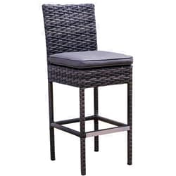 Teva Furniture Bora Bora Two-Tone Wicker Rattan Bar Chair in Charcoal Cushion