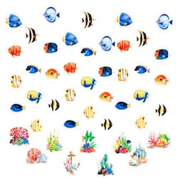 Hotop 45 Pcs Tropical Fish Decorations Under The Sea Party Banners Ocean Themed Party Supplies Fish Ceiling Hanging Swirl Hawaiian Luau Decor Tropical Fish Paper Cutouts for Birthday Party Favor