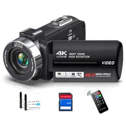 Delmodes 4K Video Camera Camcorder 48MP 30FPS with IR Night Vision,18X Digital Zoom Camera Recorder 3.0