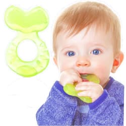 Nuby Silicone Teethe-EEZ Teether with Bristles, Includes Hygienic Case, Green (Pack of 1)