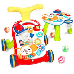CUTE STONE Sit-to-Stand Learning Walker, 2 in 1 Baby Walker, Early Educational Child Activity Center, Multifunctional Removable Play Panel, Baby Music Learning Toy Gift for Infant Boys Girls