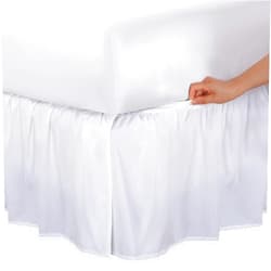 Bed Maker's Bed Maker’s Never Lift Your Mattress Microfiber Wrap-Around Bed Skirt, Gathered Ruffled Style, Classic 14 Inch Drop Length, King, White