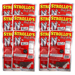 Strollo's Beef Jerky Snack Pack Original Mild 12 Pack- Keto, Paleo, 0g Carb, Low In Sodium, High Protein 0g Sugar - All Natural Beef, USDA Certified