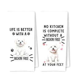 ArtisaEura Funny Bichon Frise Dog Kitchen Towels Set of 2, Bichon Frise Gifts for Women Dish Tea Towels for Kitchen Decor, Dog Mom Dad Lovers Owners Gifts Hand Towels for Bathroom, 16x24 Inches