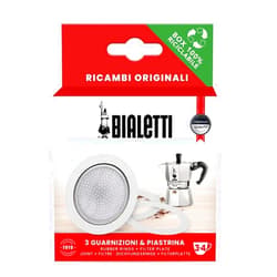 Bialetti Spare Parts, Includes 3 Gaskets and 1 Plate, Compatible with Moka Express, Fiammetta, Break, Happy, Dama, Moka Melody, Alpina, Moka Timer and Rainbow (3/4 Cups)