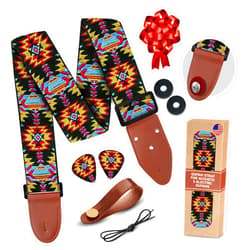 Art Tribute Guitar Strap Premium Padded For Electric, Acoustic, and Bass. Adjustable Unique Design Guitar Straps Includes 2 Strap Locks To Keep Your Guitar Safe - Discover Durability Comfort and Style - Yellow