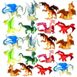 Bedwina Mini Dragon Toy Figures - (Pack of 36) 2 Inch Plastic Rubbery Dragon Figurines in Assorted Colors and Styles - Kids Toys for Birthday Party Favors, Decorations, Cupcake Toppers and Piñatas