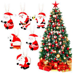Geetery 24 Pcs Christmas Tree Ornaments Santa Claus Hanging Ornaments Wooden Funny Ornaments Naughty Vintage Mooning Gaming Drinking Decorative Hanging Ornaments for Holiday Xmas Tree Decorations