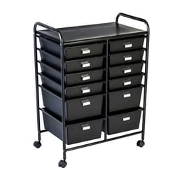 Honey-Can-Do Honey Can Do Metal Rolling Storage Cart with 12 Plastic Drawers, Black CRT-08653 Black