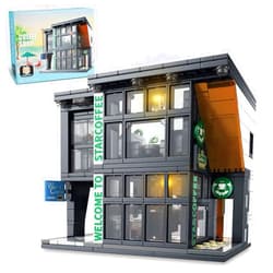 NEWABWN City Coffee House Architecture Building Blocks Set for Adults, Street View Modern Cafe Shop Building Construction Toy with Light, Christmas Birthday Gift for Kids Boys Girls 6-12 (581 PCS)