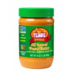 Teddie All Natural Peanut Butter, Smooth, 16-Ounce Jar (Pack of 4) 1 Pound (Pack of 4) Smooth