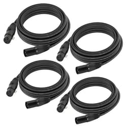 Gruolin 25ft DMX Cable, 4 Pack 7.62m DMX Light Cables DMX Wires, 3-Pin XLR Male to Female Stage Signal Cable with Metal Connectors for DMX512 Stage & DJ Lighting fixtures