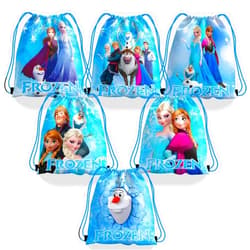 Nuwontun 12 Pieces Ice Princess Candy Drawstring Bag Drawstring Goodie Favor Bags for Kids Birthday Party Decorations(10.6 x 13.3 Inch)