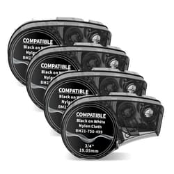 Airmall Compatible Label Cartridge Compatible with M210 Bmp21-Plus Tape Replacement for M21-750-499 Label Maker Multi-Purpose Nylon Cloth Tape 3/4 Inch, Black on White for Wire Cable, 0.75 Inch x 21ft