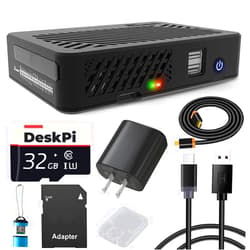 GeeekPi DeskPi Lite for Raspberry Pi 4, Pi 4 Case with Power Button/Heatsink with PWM Fan,32GB Card,QC3.0 Power Supply for Raspberry Pi 4B