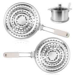 WFPLUS 2 Pack 8 Inch Heat Diffuser Plate, Stainless Steel Heat Diffuser Reducer Flame Guard Simmer Plate, Hanging Collapsible Induction Diffuser Plate Simmer Ring for Electric and Gas Stovetops