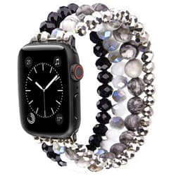 CAGOS Bracelet Beaded Compatible with Apple Watch Band Series 10/9/8/7/6/5/4/3/2/1 SE 38mm 40mm 41mm 42mm 44mm 45mm 46mm, Cute Handmade Fashion Elastic Stretchy iWatch Bands for Women (Grey/Black, 38mm/40mm/41mm/42mm(Series 10)-(6
