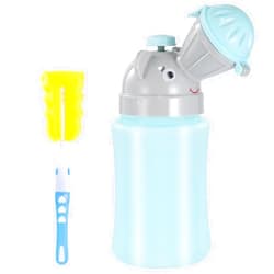 ONEDONE Portable Urinal for Kids 17 OZ Pee Bottle with Clean Brush Travel Urinal for Kids Baby Child Pee Cup for Boys Emergency Toilet for Camping Car Travel and Kid Potty Training(Blue)
