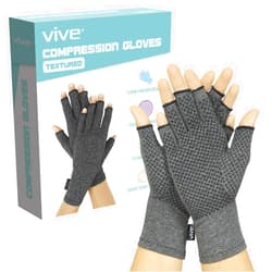 Vive Arthritis Gloves with Grips - Men & Women Textured Fingerless Compression - Open Finger Hand Gloves for Rheumatoid and Osteoarthritis - Arthritic Joint Pain Relief for Computer Typing (Large)