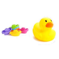 Munchkin® 6pc Little Boat Train Bath Toy Set and White Hot® Safety Bath Ducky