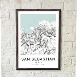 MG Global Modern Print of SAN Sebastian Spain | 11x17 12x18 16x24 24x36 Minimal Hometown Unframed Poster | Minimalism City Wall Art for Gift | Minimalsit Home Office Decor
