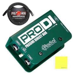 Liquid Audio Radial Engineering ProDI Passive Instrument Direct Box Bundle w/Pig Hog Mic Cable and Liquid Audio Polishing Cloth