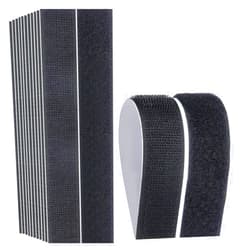 Melsan Hook Loop Strips with Adhesive - Melsan Industrial Strength Sticky Back Fasteners Hook and Loop Tape for Mounting, Hanging, or Organizing Items Indoors or Outdoors | Black, 12 Pairs 1x7 Inch