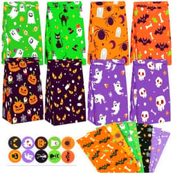 VGOODALL 54PCS Halloween Treat Bags Bulk, Halloween Paper Treat Bags Candy Bags Gift Bags Snack Bags for Trick or Treat Party Decor
