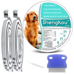 ShengKou Natural Flea and Tick Collar for Large Dogs - Provides 12-Month Protection, Offers Safe Pest Prevention, Waterproof and Durable - includes Free Flea Comb and Tick Tweezer (27.5 in - 2 Packs)