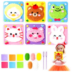 Generic DIY Embroidery Doll Set, 2025 Upgrade Towncloud DIY Embroidery Doll Kit for Kid, Embroidery Doll Set, Cartoon Animal Sewing Craft Kit & Cartoon Animal Knitting Kit (6-Pack-A)