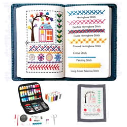 Oeedsns New DIY Embroidery Stitch Book Kit, Illustrated Guide to 106 Universal Embroidery Stitches with Free Tutorials and 86 PCS Sewing Tool Kit for Beginners and Craft Lovers
