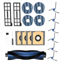 Koyieioo 18 Pack X10 Pro Omni Replacement Parts Compatible with Eufy X10 Pro Omni Robot Vacuum Cleaner Accessories Kit, 1 Main Brush, 6 Side Brush, 2 Filter, 4 Mop Pad, 4 Dust Bags,1 Cleaning Tool