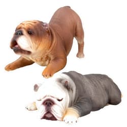 Toymany 2PCS Realistic Large Bulldog Figurines, Solid Dog Figures Toy Set, Christmas Birthday Gift Party Decoration for Kids Toddlers Children