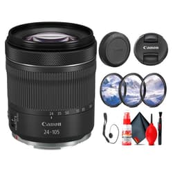 Canon RF 24-105mm f/4-7.1 IS STM Lens (4111C002) + Filter Kit + Cap Keeper + Cleaning Kit (Renewed)