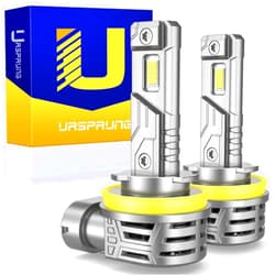 Ursprung Fahren Newest H11/H8/H9 Bulbs, 24000LM 700% Super Bright, Truly 1:1 Mini Size, 3-Min Plug-N-Play, 6500K Cool White H11 Fog Light bulb with Fan, CANBus Ready, IP68 Waterproof, Pack of 2