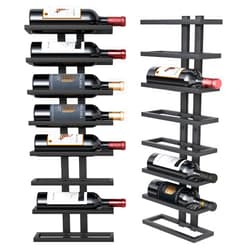Hoctieon 8 Tier Wall Mount Wine Rack, Metal Wine Rack for Wall, Wall Wine Racks for Wine Bottles, Wine Display for Wall Mounted, Black Metal Wine Rack Wall Mounted, Black